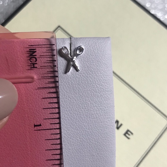 Sterling Silver 925 Scissors Stud Earrings - Picture 6 of 6